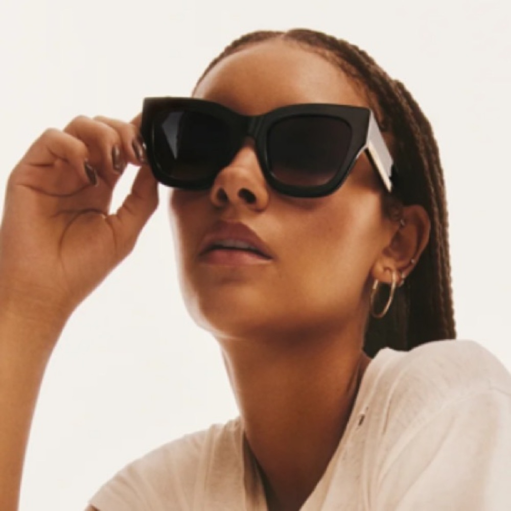 Quay By The Way Square Shaped Oversized Sunglasses Black Frame Smoke Lens
